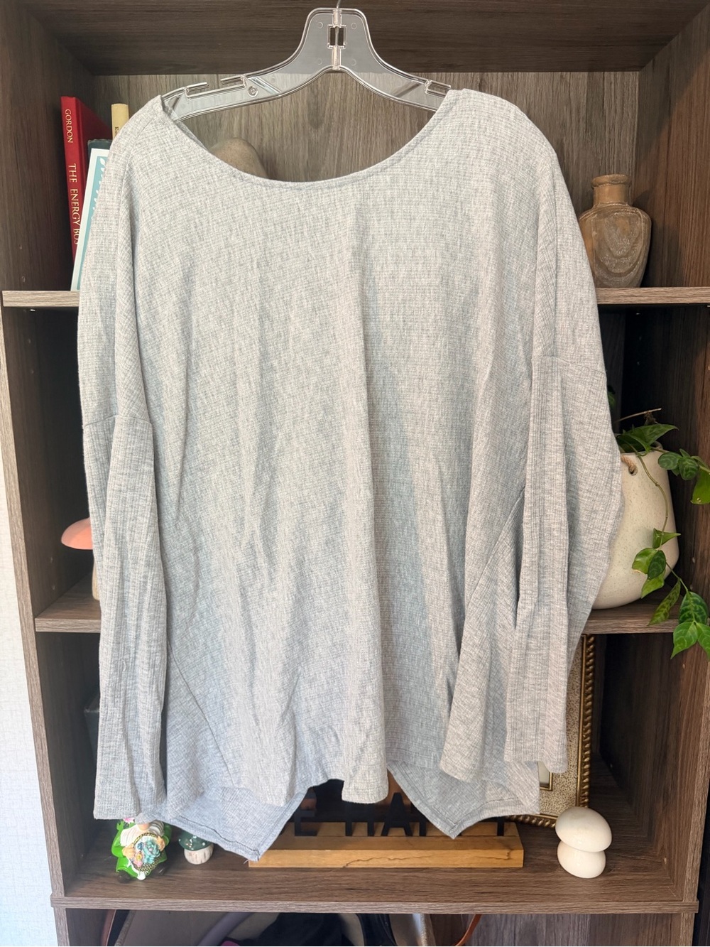 Light Gray Women's Long Sleeve Scoop Neck Blouse